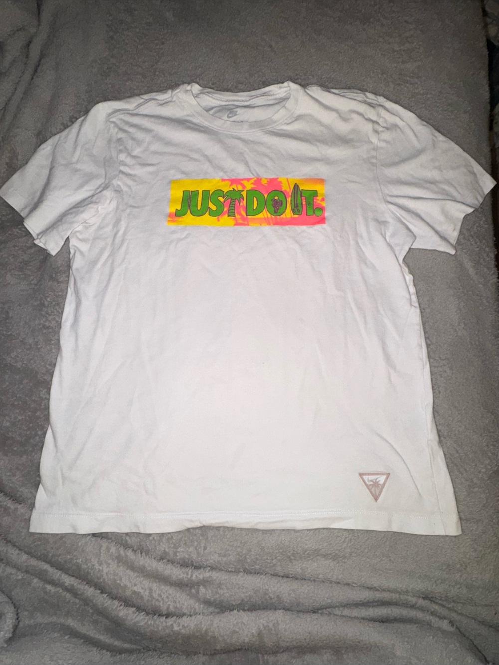 Nike White 'Just Do It' Neon Graphic Tee